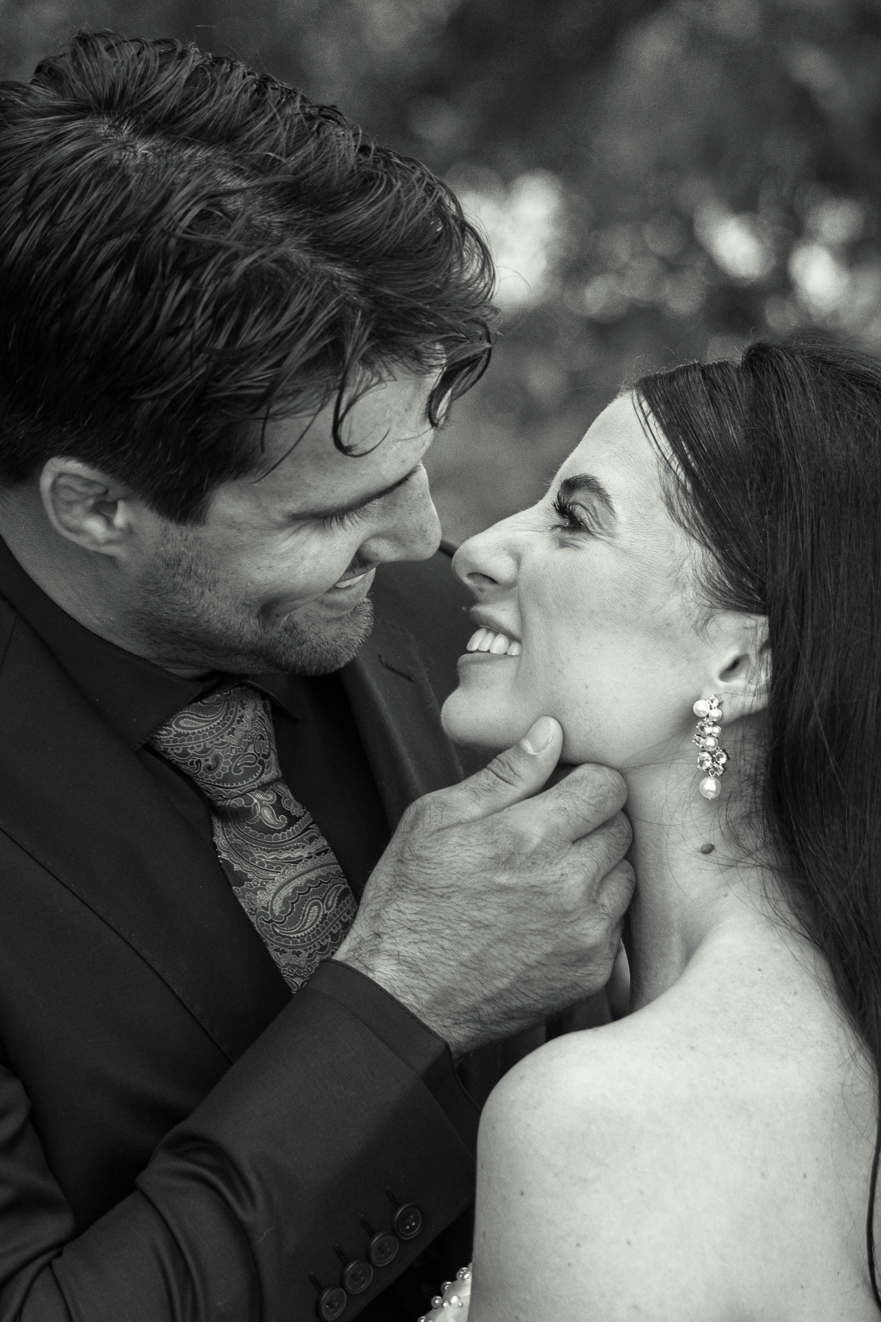 Black and white wedding portrait